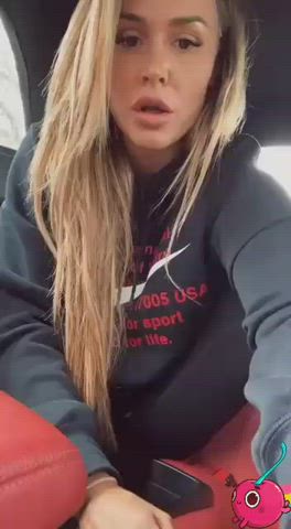 blonde car pussy gif