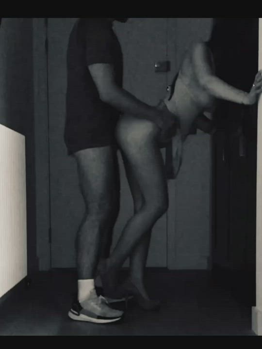 High Heels Real Couple Standing Doggy