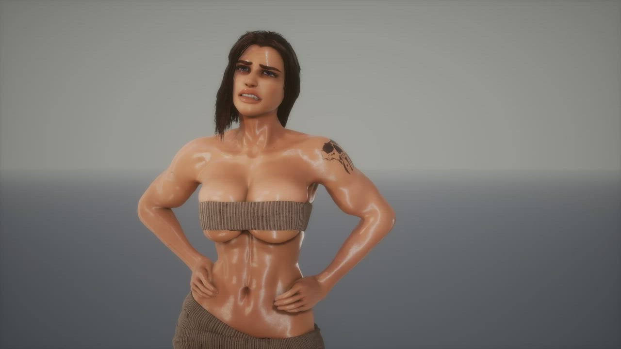 3D Big Tits Cleavage Clothed gif