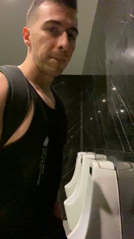 Playing in the public toilet