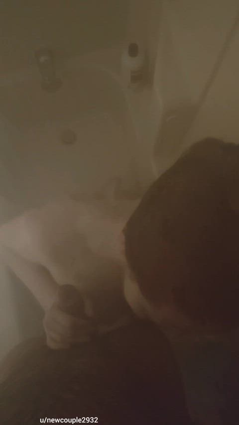 amateur blowjob couple shower wife gif