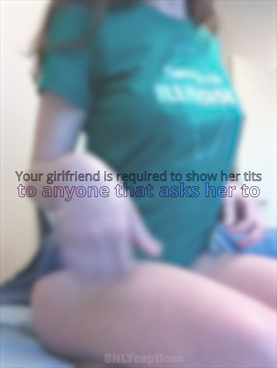 Caption Cuckold Flashing Girlfriend Hotwife Sharing Stranger Tease Teasing gif