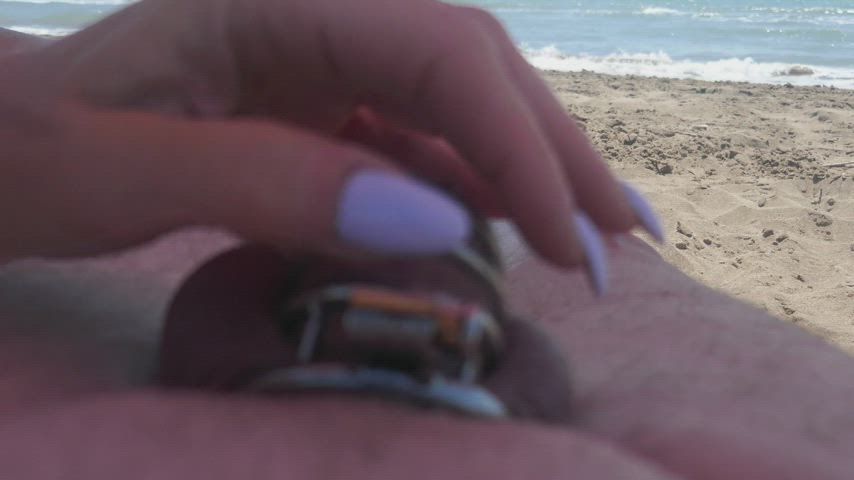 Beach Chastity Tease gif