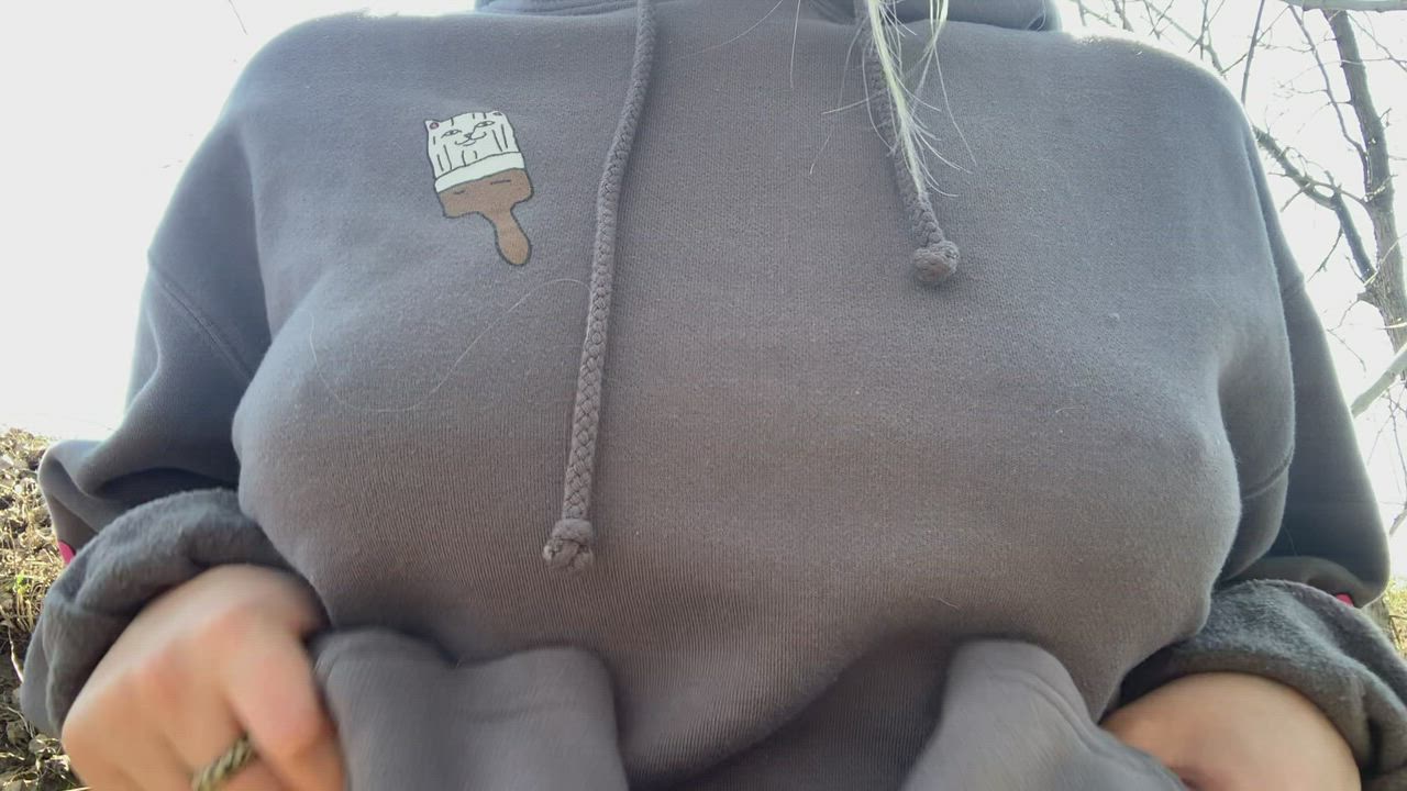 Got off the bike path to play with my tits a little🙈