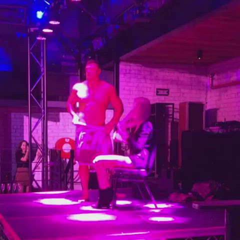 Australian stripper Nathan Wyld has cute blonde run her hands all over his hard body