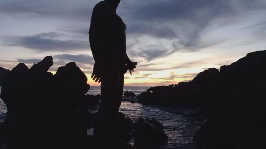 beach erection exhibitionist male masturbation masturbating nudist outdoor gif