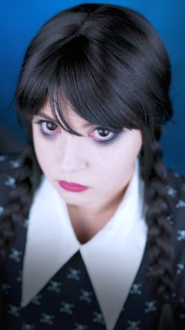 bangs brunette clothed cosplay costume dancing goth pale tiktok gif