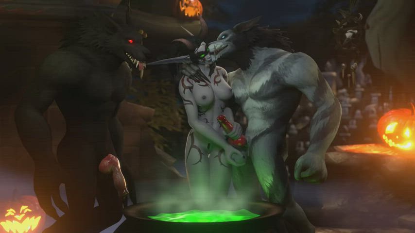 Night Elf Dorixx milking a worgen for a potion