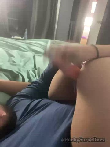 Brunette Cuckold Dildo Hotwife Humiliation MILF Sex Toy Size Difference Wife Porn