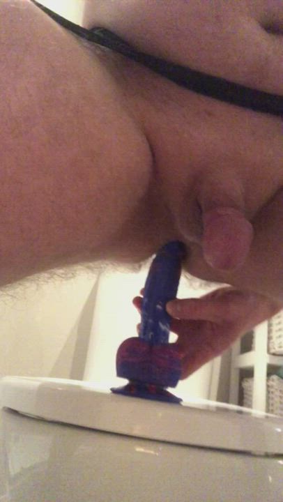 Sliding an 8 inch dildo into my tight ass