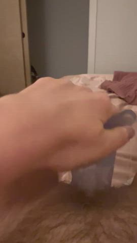 Deep Penetration Dildo Hairy Pussy Masturbating gif