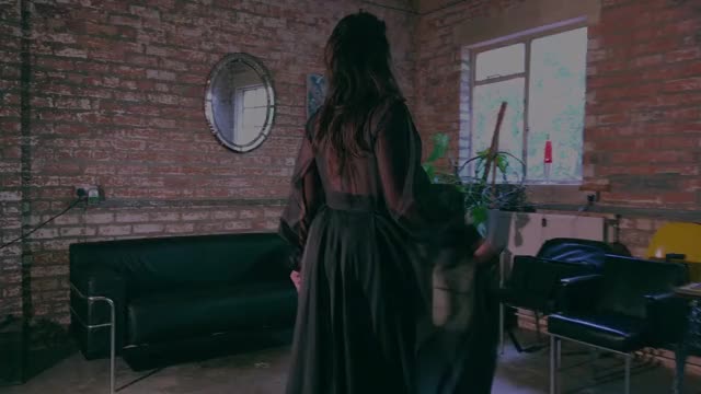 Dolls of Decadence black gown and pants quickie video with Sophie