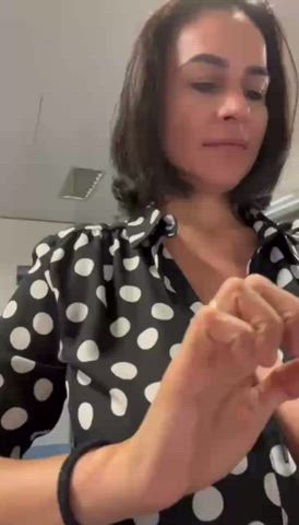 Big Tits Teasing Work gif