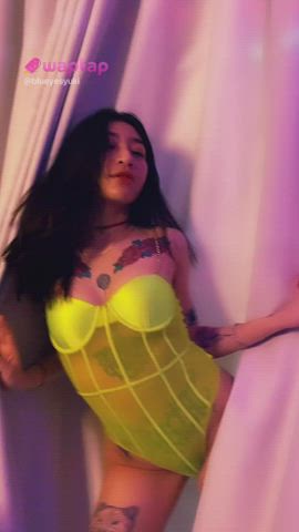 See through Asian babe dancing