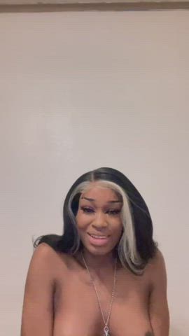 Ebony Leather Masturbating Pretty Teasing Topless Trans gif