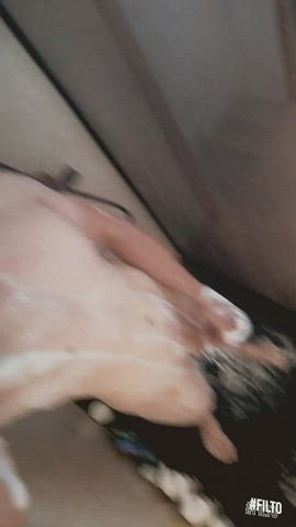 Cumshot Gay Masturbating Shower gif
