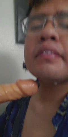 Blowjob Deep Penetration Deepthroat Dildo Sloppy Spit Submissive Wet gif