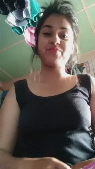 Cute BUSTY Mumbai Babe In horny mood Teasing/Giving Her BF Some Material During The