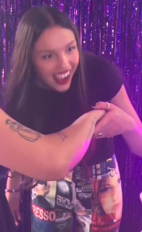 Olivia licking arm