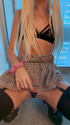Oppose, Nerdy, Tight, Blonde Student in Stocking wants you..what do you say?