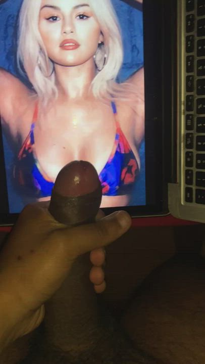 Unloading on Selena Gomez’s pretty face and big tits