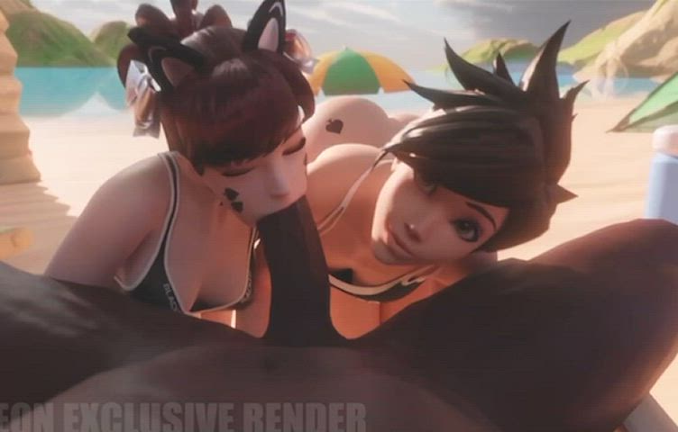 3d animation double blowjob overwatch pov rule34 sfm gif