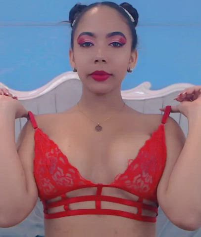 Boobs Lingerie Nipple Play Nipples Oil Oiled Red Fox Tits gif