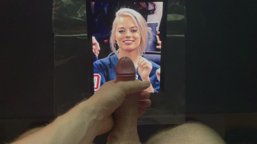 ass blonde boobs celebrity cumshot facial margot robbie teen tribute gif