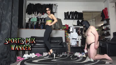 ballbusting cumshot gym shoes gif