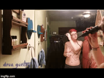 hair shaving topless gif