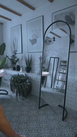 bathroom blonde mirror onlyfans petite skinny swimsuit women gif