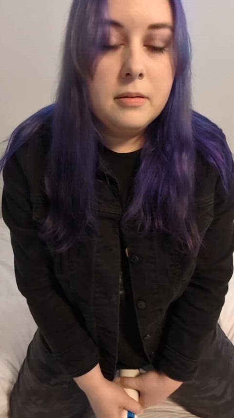 masturbating purple hair tease real-orgasms gif