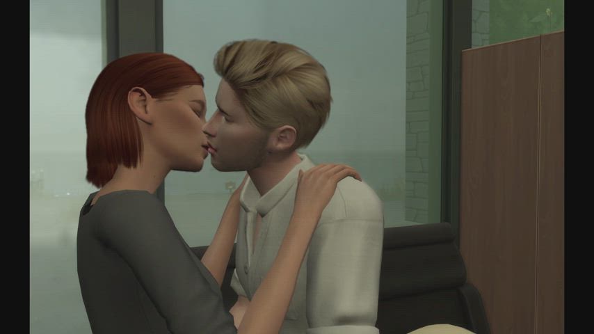 animation couple cowgirl kissing passionate gif