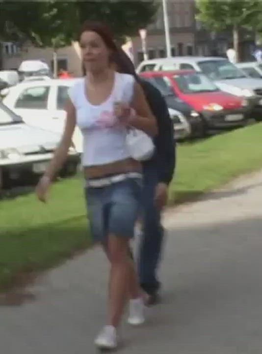 Skirting a friend, panties accidentally pulled down