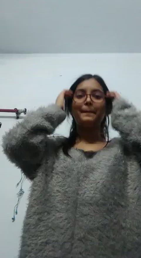 cute desi glasses homemade selfie titty drop gif