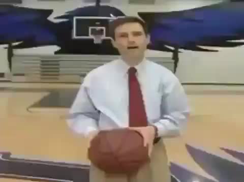 News reporter accidentally makes half-court shot backwards