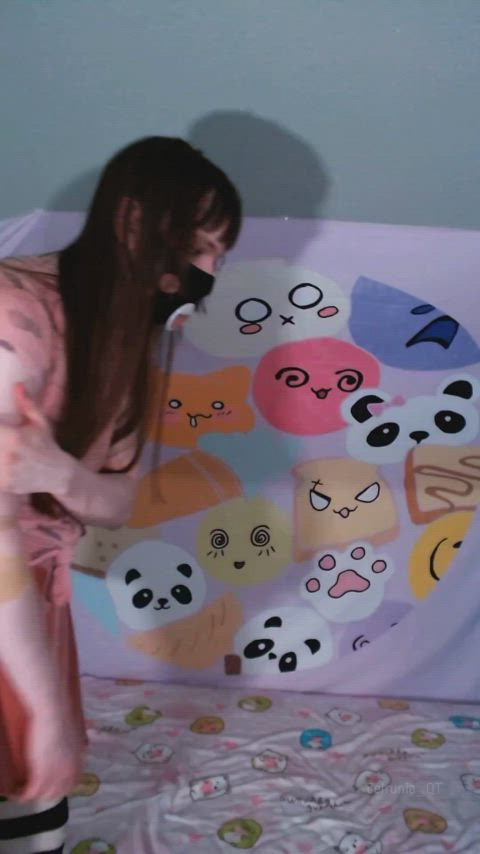 cock cum cumshot femboy masturbating panties solo thigh highs trans trans woman gif