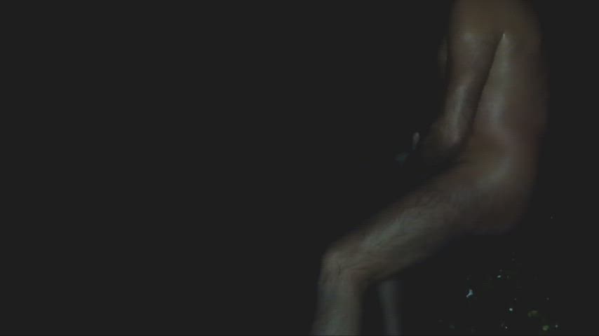jerk off male masturbation masturbating night oiled outdoor underwater wet gif