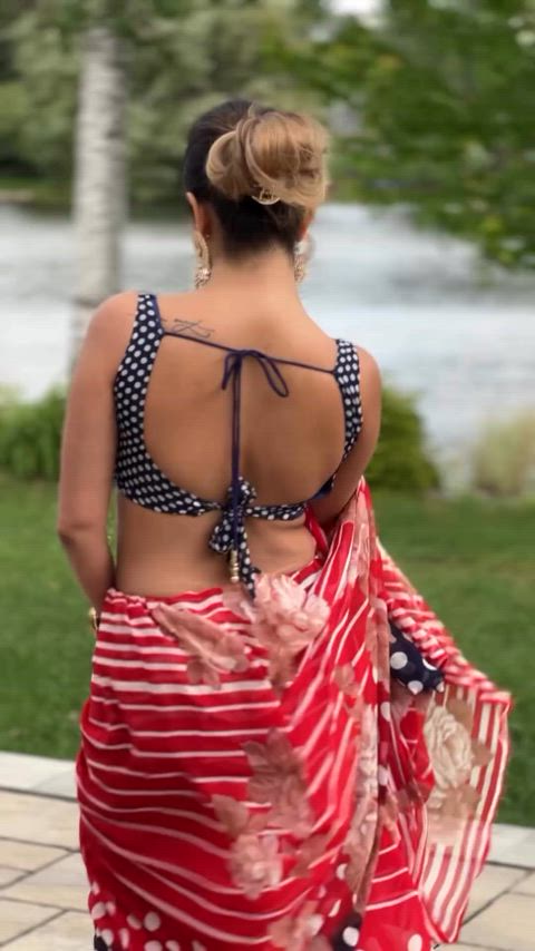 back arched bareback saree gif