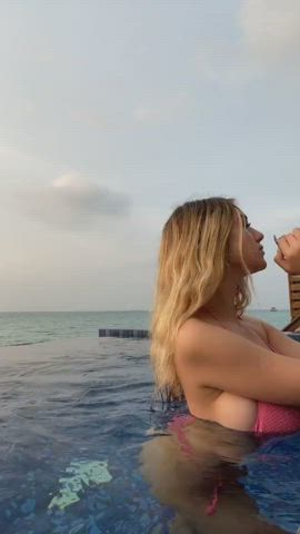 big tits bikini boobs pool tits gif
