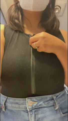 Hubby loves when I show off my tits