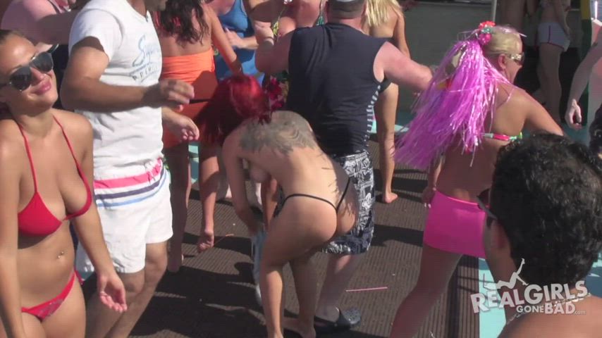Topless partying on a boat