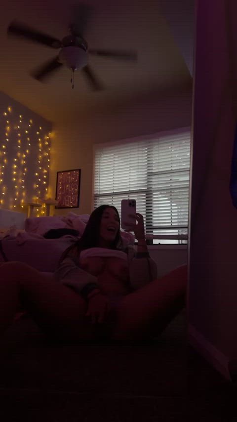 big tits brunette college fingering masturbating natural tits wet pussy gif
