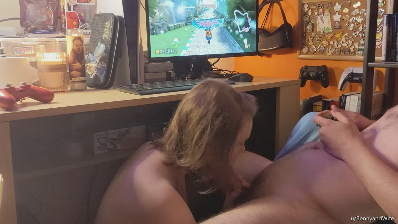 Blocking a red shell while getting under the desk support