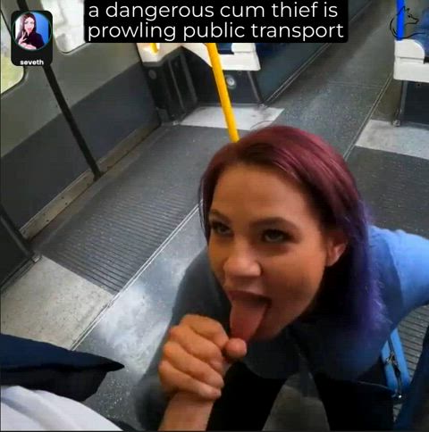 bus caption cum cum swallow cumshot facial public gif