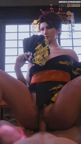 Animation POV Cowgirl Asian Japanese Natural Tits Clothed gif