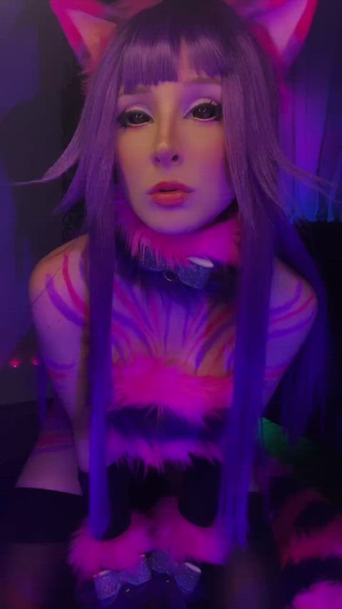 catgirl cosplay cute drool furry petplay petite spit tease tongue gif
