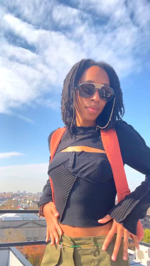abs boobs cute ebony flashing natural tits outdoor petittits petite tits gif