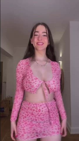 Booty slips out dress
