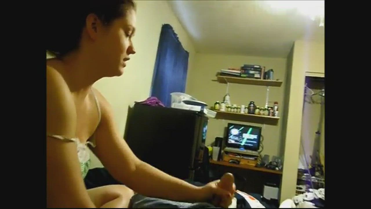 Cute Facial Handjob gif